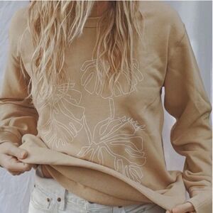 Post Surf Oversized Monstera Sweatshirt in Sand Size Medium